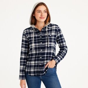 American Eagle Super Soft Plaid Hooded Flannel Shirt XS